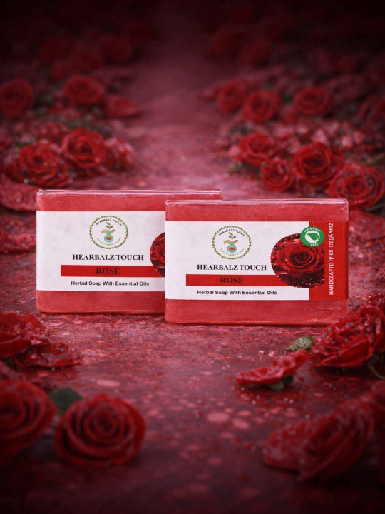 Hearbalz Touch Rose Herbal Soap With Essential Oils 125g Each – (Pack of 2)