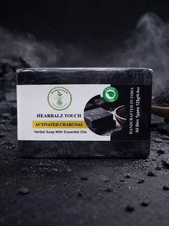 Hearbalz Touch Soap Activated Charcoal Herbal Soaps With Essential Oils - 125 g Each(Pack Of 2) - Image 2