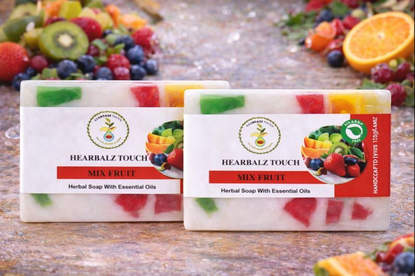 Hearbalz Touch Soap Mix Fruit with essential oils 125gm each- Pack of 2