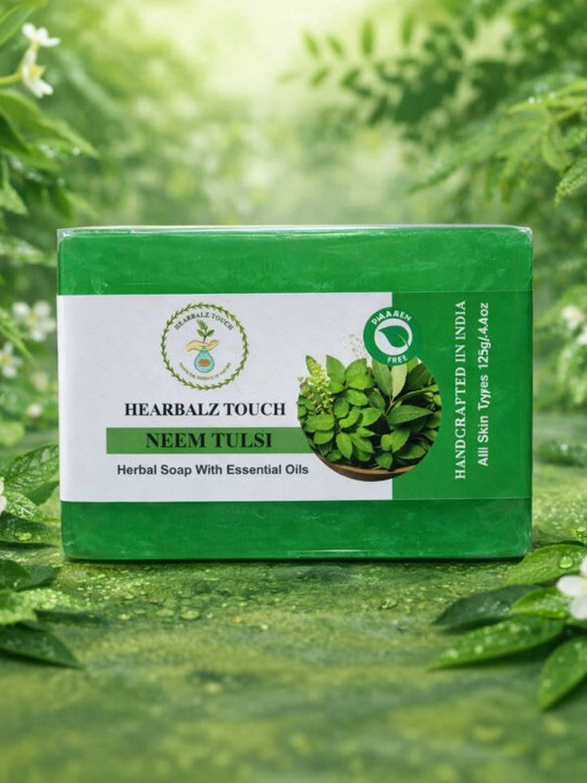 πΏ Hearbalz Touch Soap Neem Tulsi Herbal Soap with Essentials oil soap β 125g Each (Pack of 2) - Image 3
